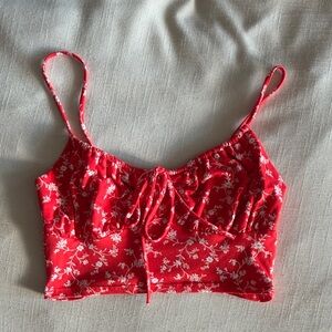 Red Floral Crop Top